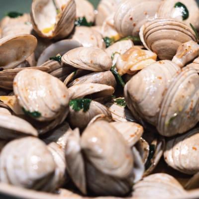 Portuguese clams with garlic and coriander sauce